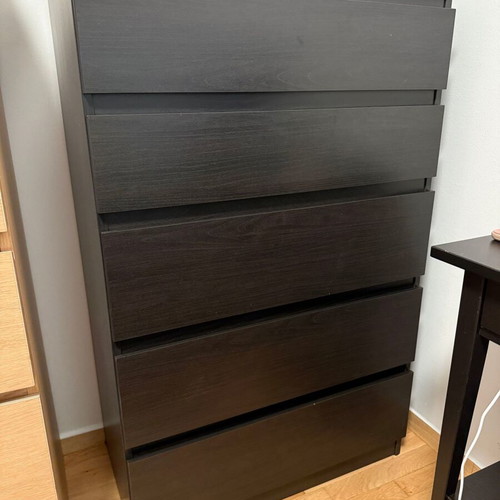 ikea kullen 5 drawer chest dresser black brown 5-drawer White Fit & Flare Durable and practical Color:Black Gold group-502