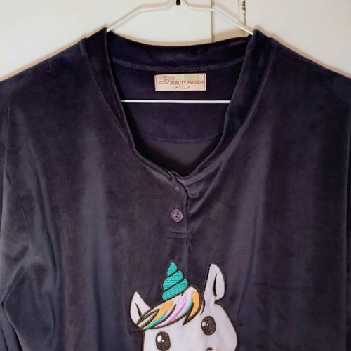 Long-sleeve pajama shirt with unicorn, used, size XXL, dark blue