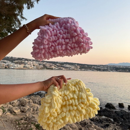 Puffy handmade handbag new, banana or pink color