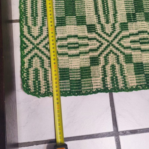 Handmade Vintage Loom-Woven Blanket 1960, 2.07x2.00 m, cotton