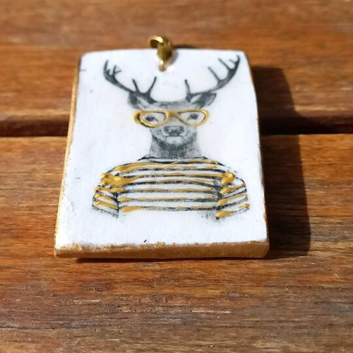 Handmade ceramic charm new 3.5x5.5cm
