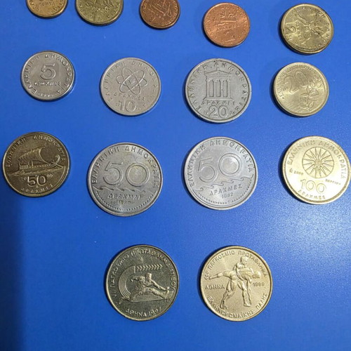Greek coins set 15 pieces 1976-2002 like new