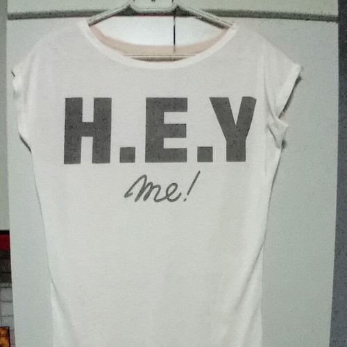 White women's short-sleeve t-shirt with tulle on back used