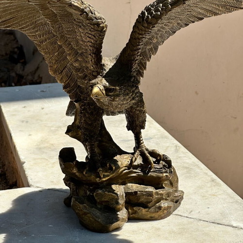 Brass eagle statue used with open wings