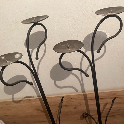 Set of 2 metal wedding candle holders used