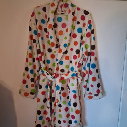 Winter Polka Dot Bathrobe used, sizes S M, multicolor