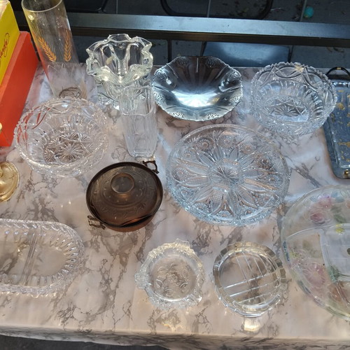 Crystal fruit bowls, vases, ashtrays used, set
