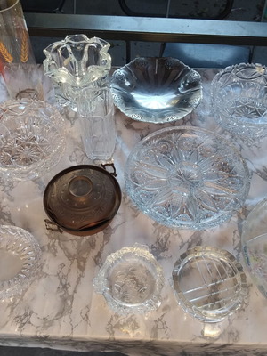 Crystal fruit bowls, vases, ashtrays used, set