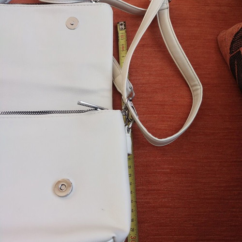 Women's bag new, adjustable strap, white-cream color, zip pockets