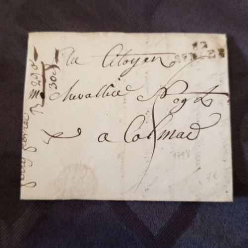 French letter from 1798 used, French Revolution era