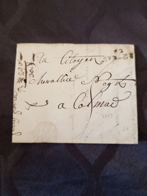 Γαλλική επιστολή του 1798 μεταχειρισμένη, εποχή Γαλλικής επανάστασης