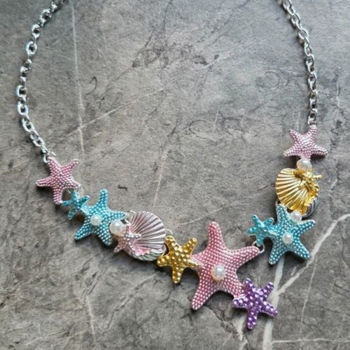 Elegance stainless steel shell necklace, colorful