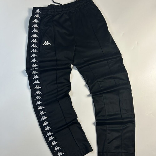 Kappa 222 Banda Astoria track pants men's black white tape loose fit