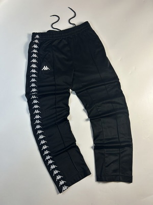 Kappa 222 Banda Astoria track pants men's black white tape loose fit