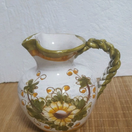 Vintage ceramic jug/vase with braided handle