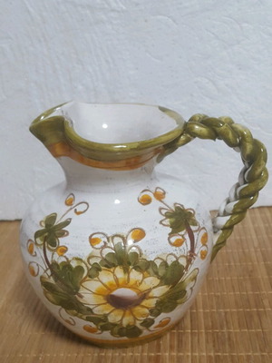 Vintage ceramic jug/vase with braided handle