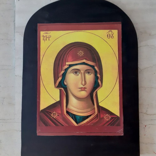 Wooden handmade religious icon new, decoupage technique