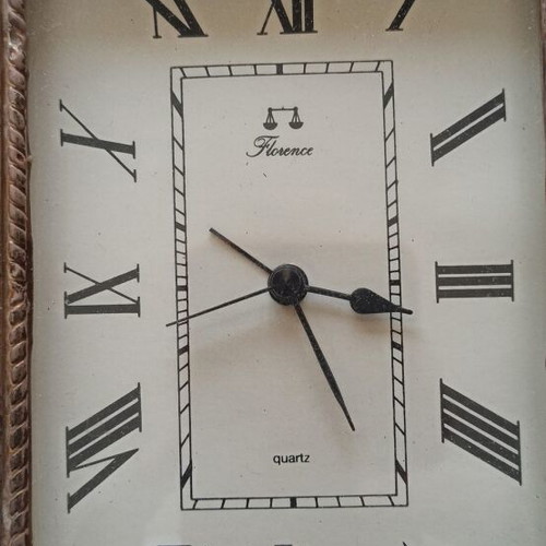Silver tabletop clock like new with handmade frame