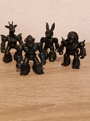 Lot of Teratomachoi figures used, 4 black including gorilla, giraffe, lion, hare