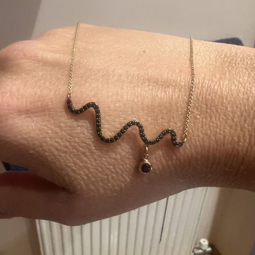 14K rose gold necklace with black zircon, unworn