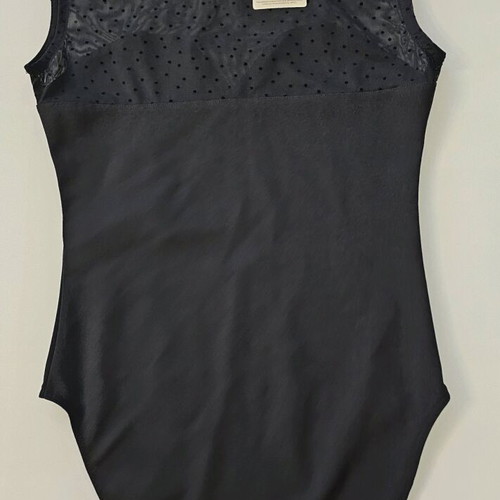 Stradivarius black bodysuit with polka dot transparency, new, size S