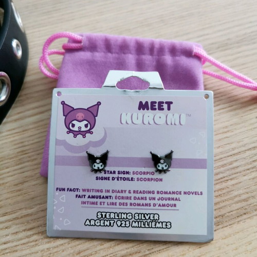 Kuromi New Accessories Belt and 925° Silver Earrings