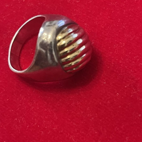 925 silver gold ring size 62, 18k gold top