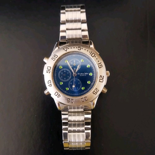 Christian Delon Quartz men's wristwatch, turquoise, chronograph