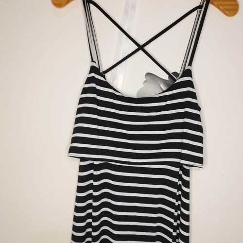 Exes striped long elastic dress size M like new, black and white