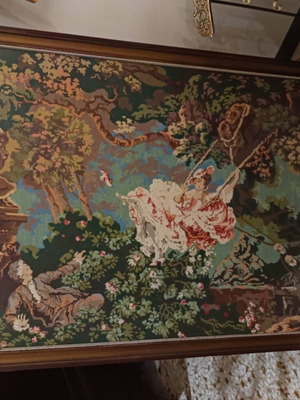 Embroidered painting like new with stunning design and beautiful frame