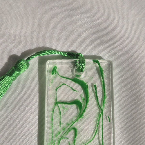 Handmade bookmark from resin with green waves new