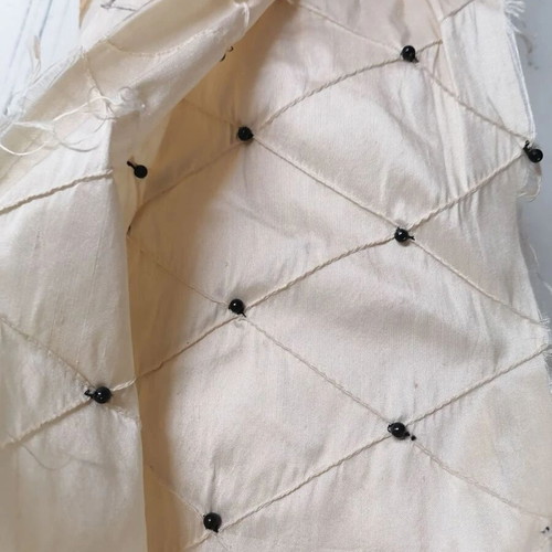 Pure silk fabric with handmade knitting, 1.5m width x 3m length