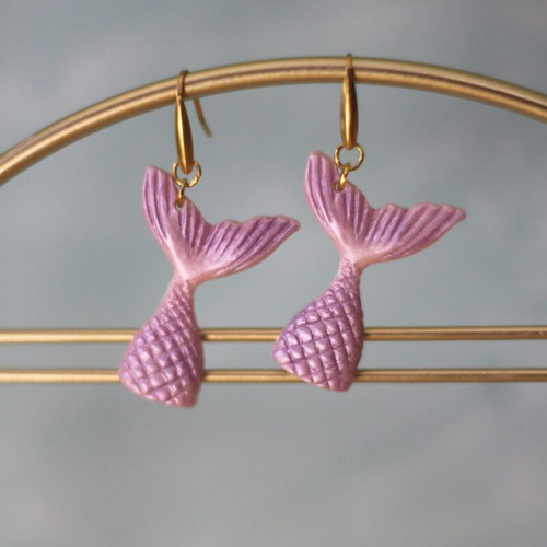 Mermaid Tail Earrings new, pink and light purple