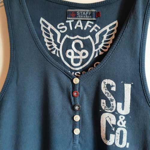Staff Jeans sleeveless top, blue, size S