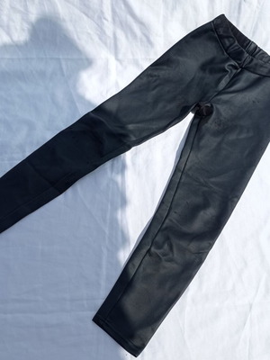 Leather leggings used, size S, black with wear marks