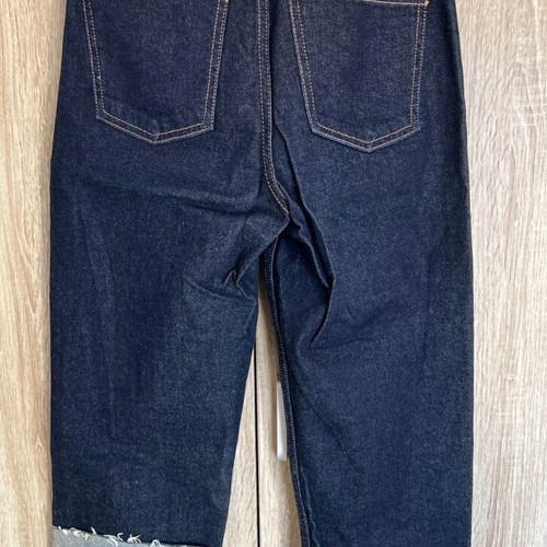 Only high-waisted crop jeans with elastic finish and cuffs like new, blue, size S