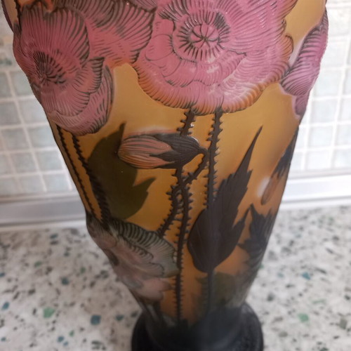Galle vase handmade with embossed decoration, height 40 cm