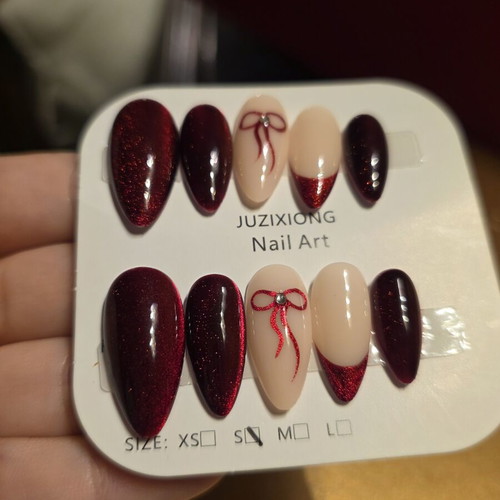 Press on nails handmade double layered acrylic cat eye