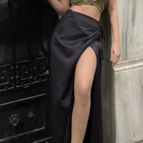 Maxi satin skirt black, new, size S 36 8