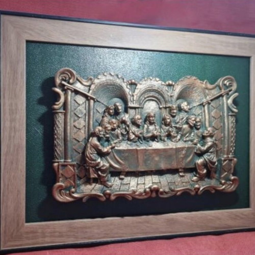 Last Supper relief made of moldano with Patina Anticante finish, new