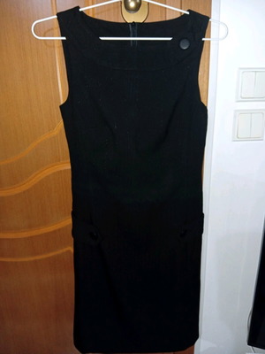 Dress size 38 black with back zipper, below knee, like new