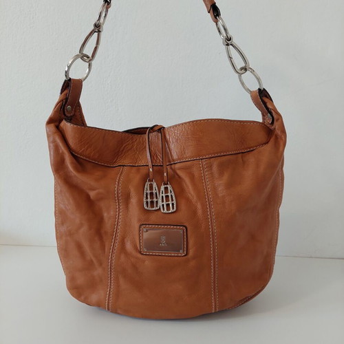 Kem leather women's crossbody bag, medium size, brown orange