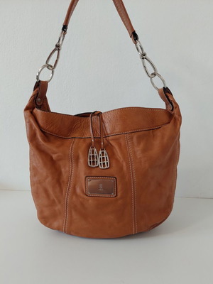 Kem leather women's crossbody bag, medium size, brown orange