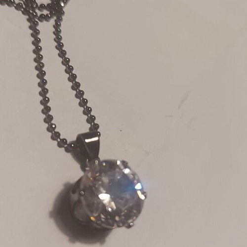 Steel pendant with long chain 60 cm, new, silver-gray