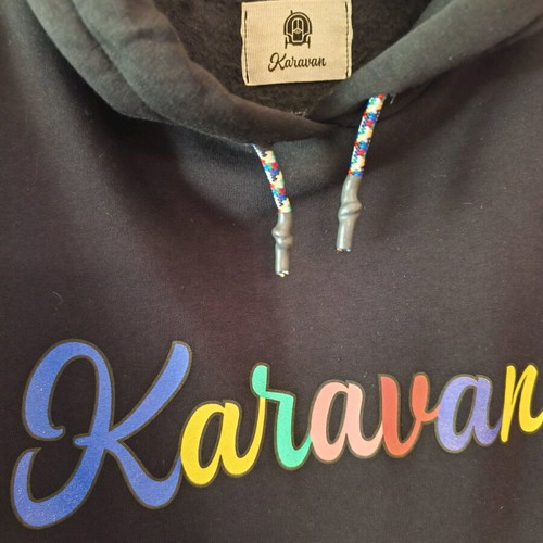 Karavan Dario Black dress with hood and multicolor logo