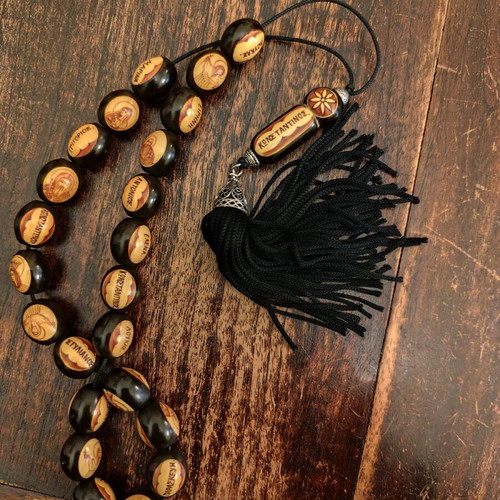 Worry beads with saints like new, ebony and handmade iconography