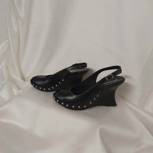 Black leather platform shoes Trux Passarella like new, size 38