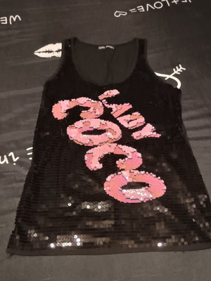 Lady Coco sleeveless top NoM/L like new, black and soft pink sequins