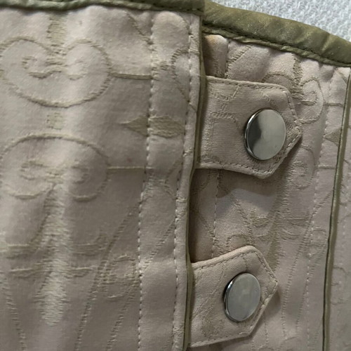 Corset bustier with laces and metal buttons new, green beige satin