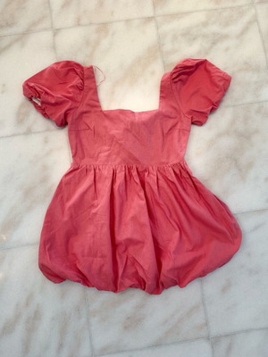 Zara linen dress with bow back, size XL, like new, red pink